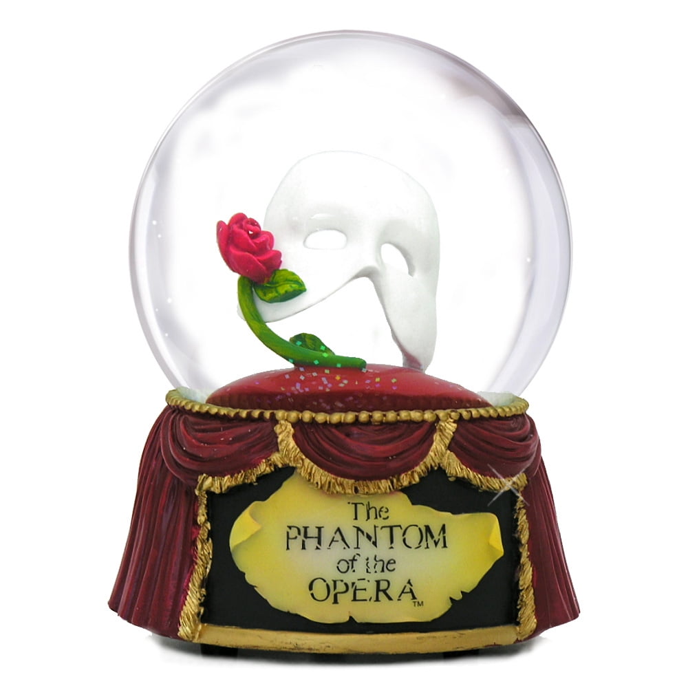 Phantom of the Opera Mask & Rose Snow Globe