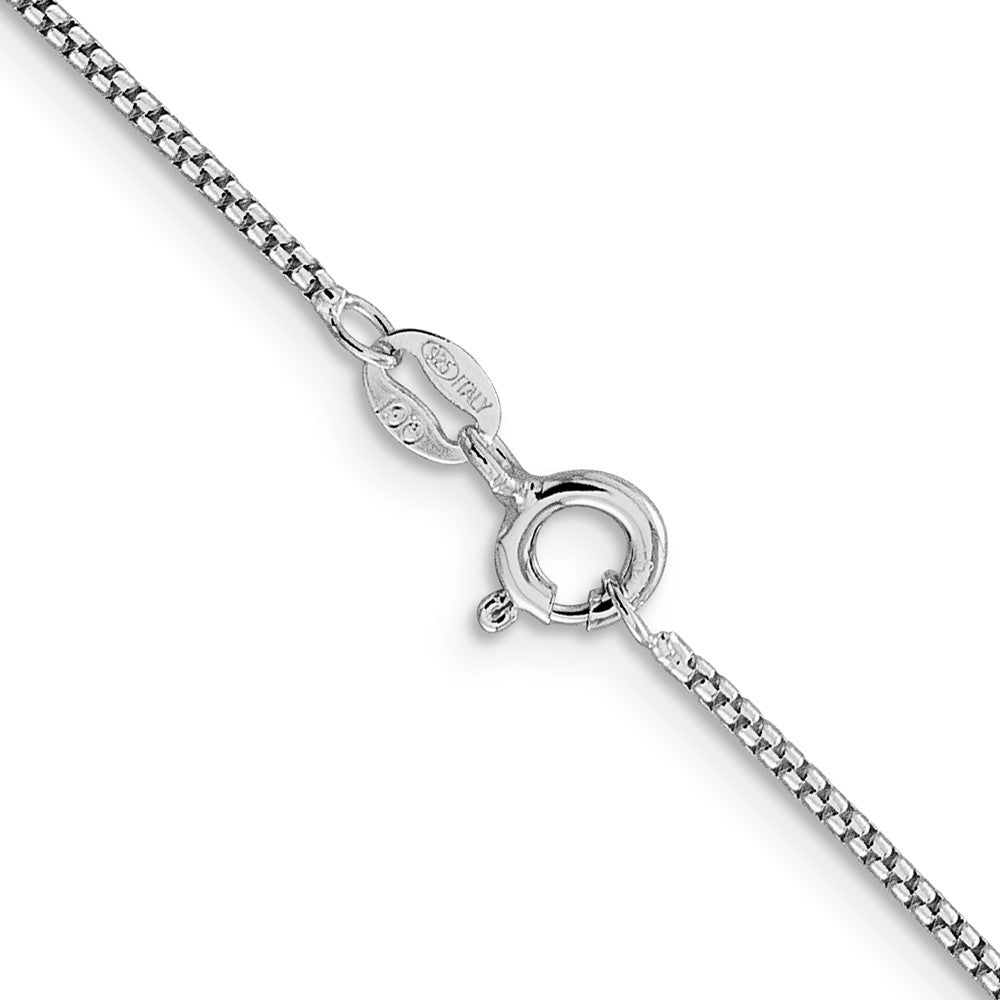 Sterling Silver Rhodium-plated 1.25mm Round Box Chain 24 Inches