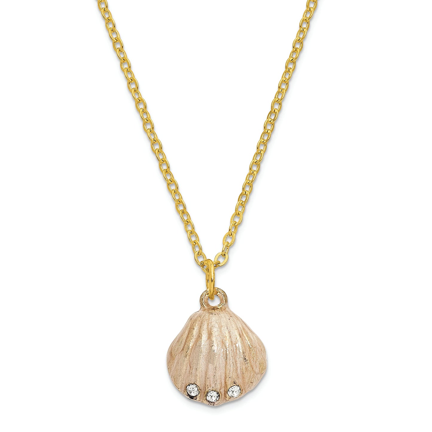Bejeweled Clam Shell Trinket Box with Charm Pendant