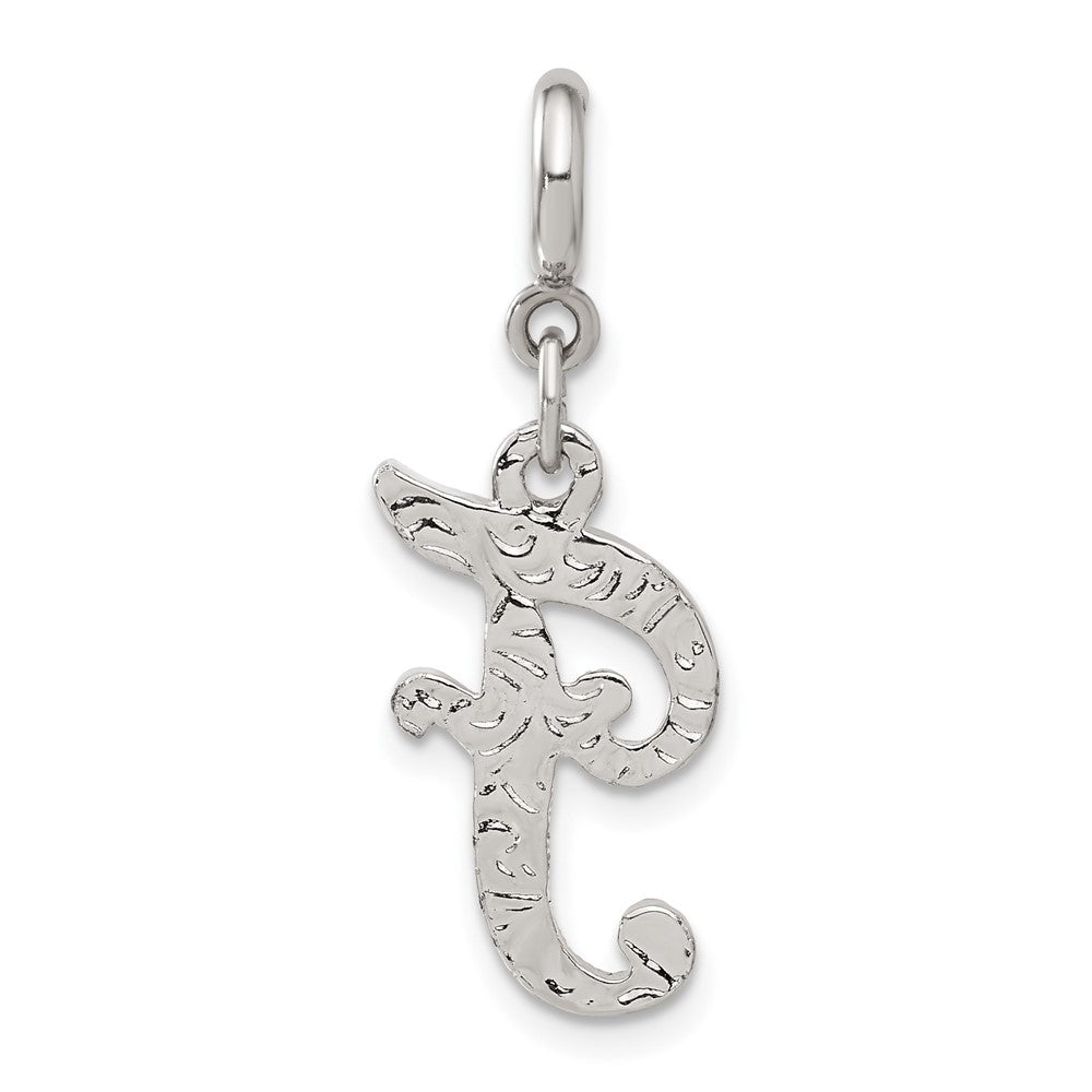 1928 Silver-tone Crystal Initial F Spring Ring Charm