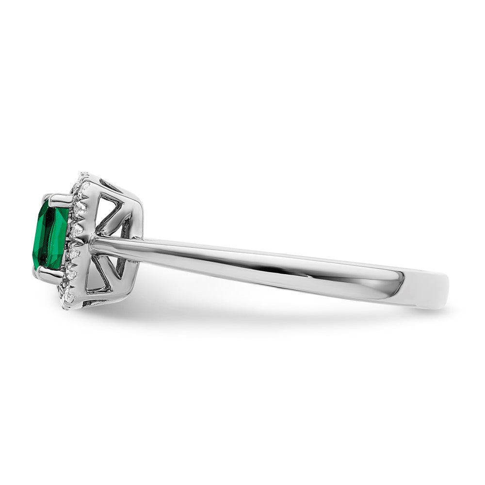 SS ANT Created Emerald and Diamond Ring