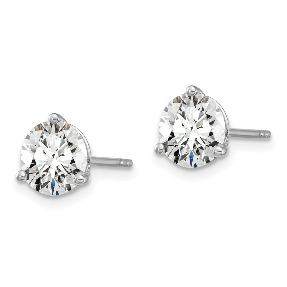 14k White Gold 1 1/2 ctw Lab Grown Diamond VS+ F+ Round 3 Prong Heavy Wt. Stud Earrings
