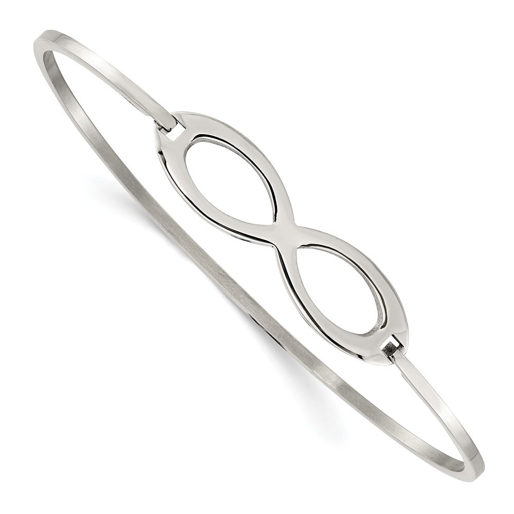 Stainless Steel Polished Infinity Symbol Bangle 7.25 inches