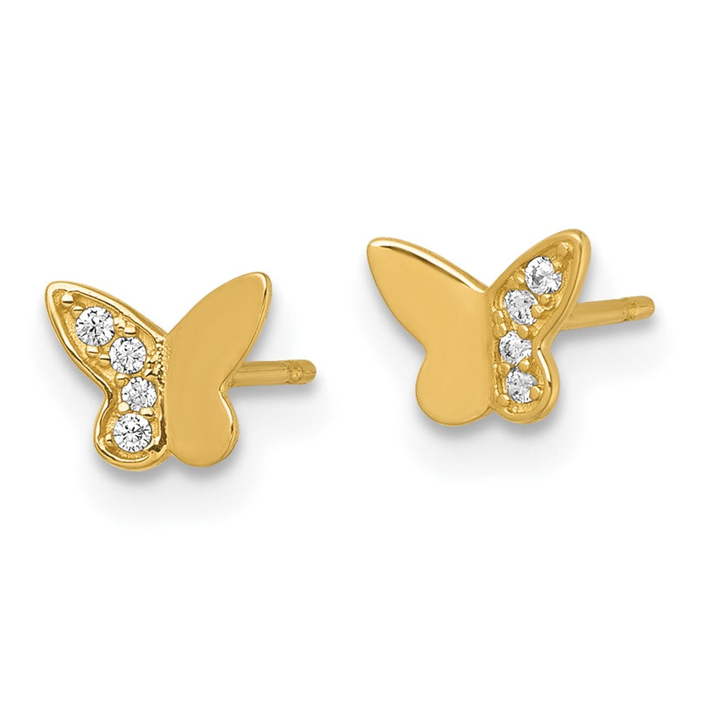 14K Madi K Polished CZ Butterfly Children's Post Earrings