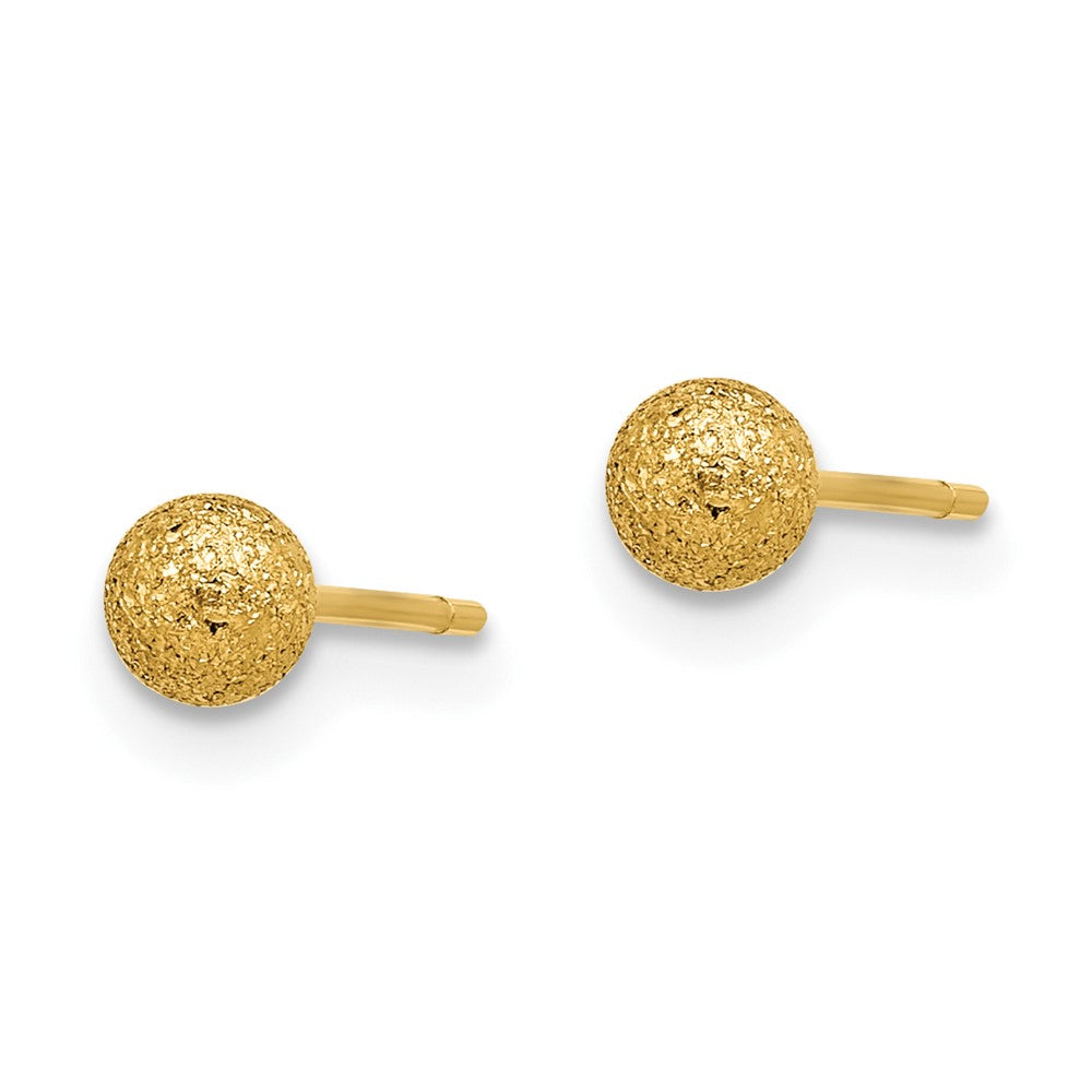 Stainless Steel Polished Laser cut Yellow IP-plated 4mm Ball Post Earrings