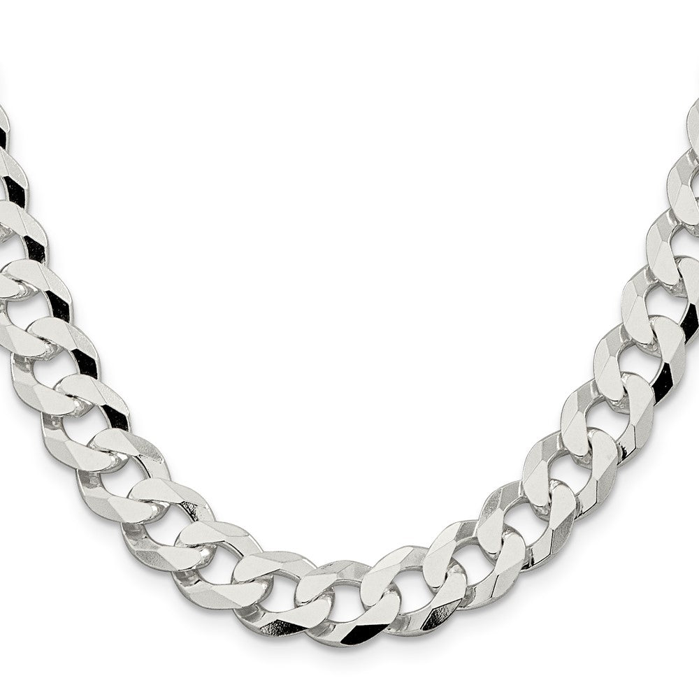 Sterling Silver 10.6mm Beveled Curb Chain 20 Inches