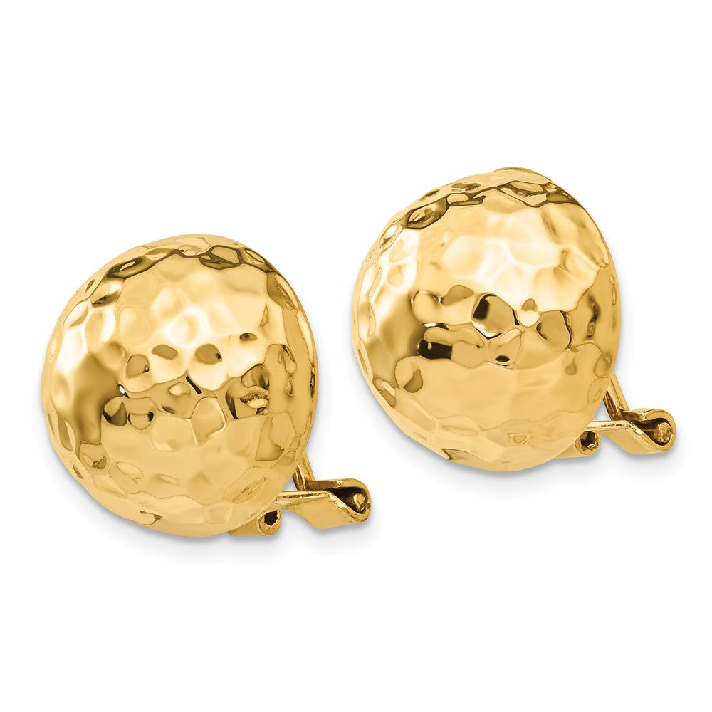 14k Omega Clip 14mm Hammered Non-pierced Earrings