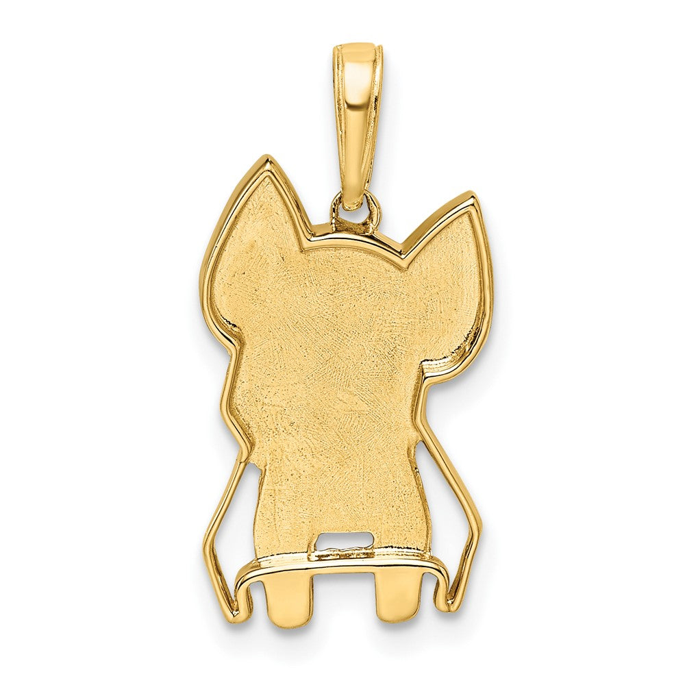 14k and White Rhodium Diamond-cut Scottie Dog Pendant