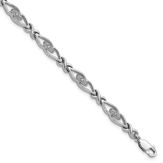 Sterling Silver Rhodium-plated Diam. Bracelet 7 inches