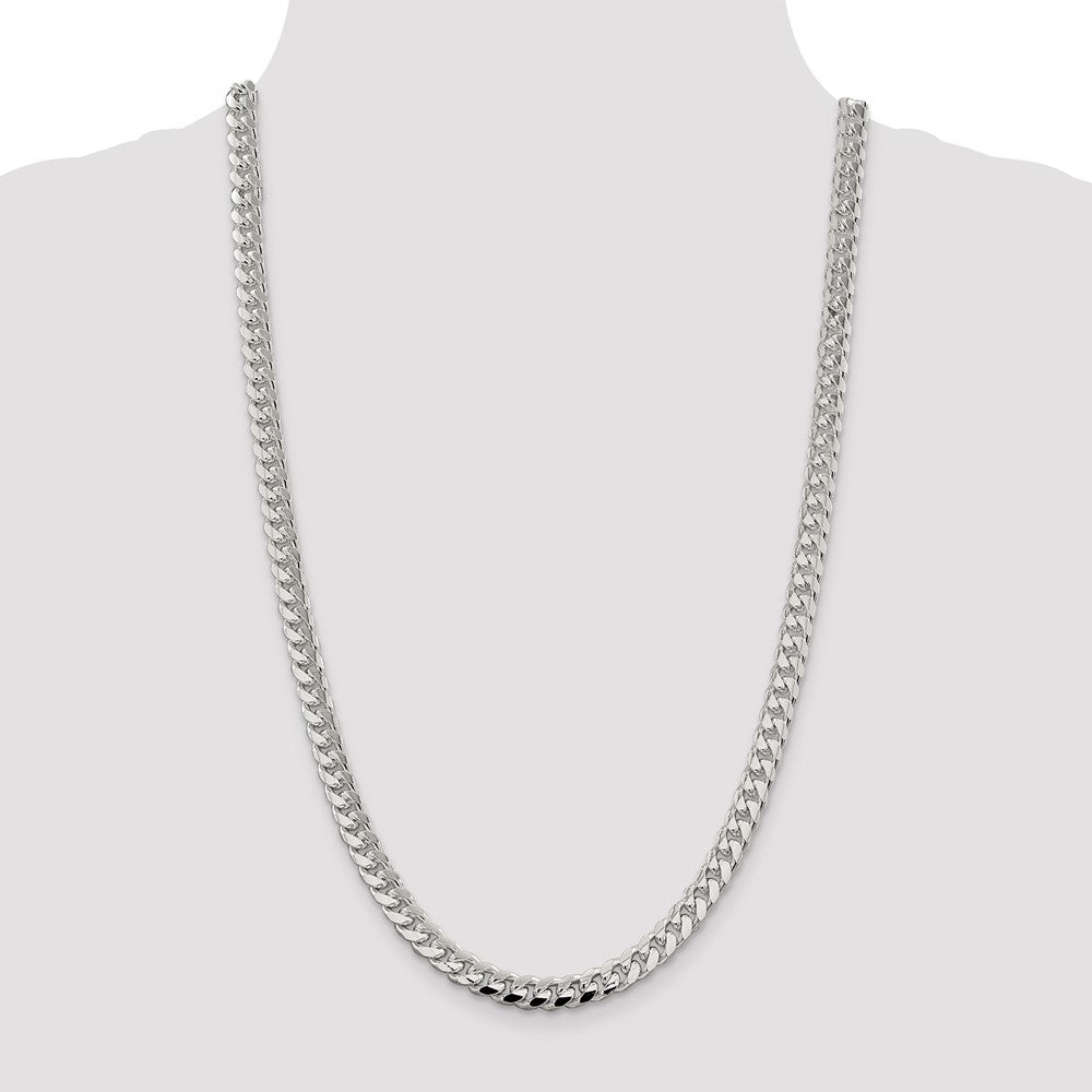 Sterling Silver 7.35mm Domed w/ Side D/C Curb Chain 26 Inches