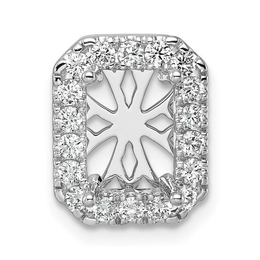 14k White Gold 1/2 carat Lab Grown Diamond VS/SI+ G+ Semi Mount Halo Chain Slide Pendant