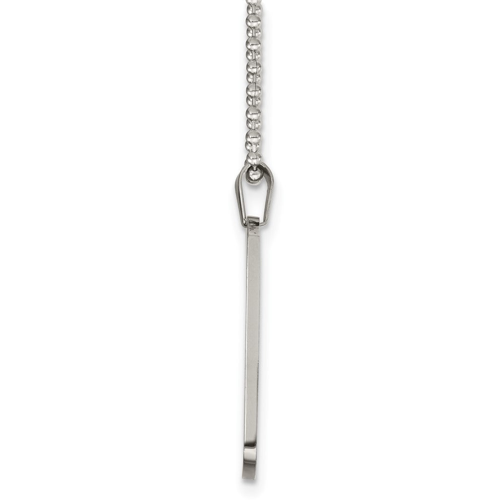 Stainless Steel Brushed & Polished Round Edge 2mm Dog Tag 24in Necklace
