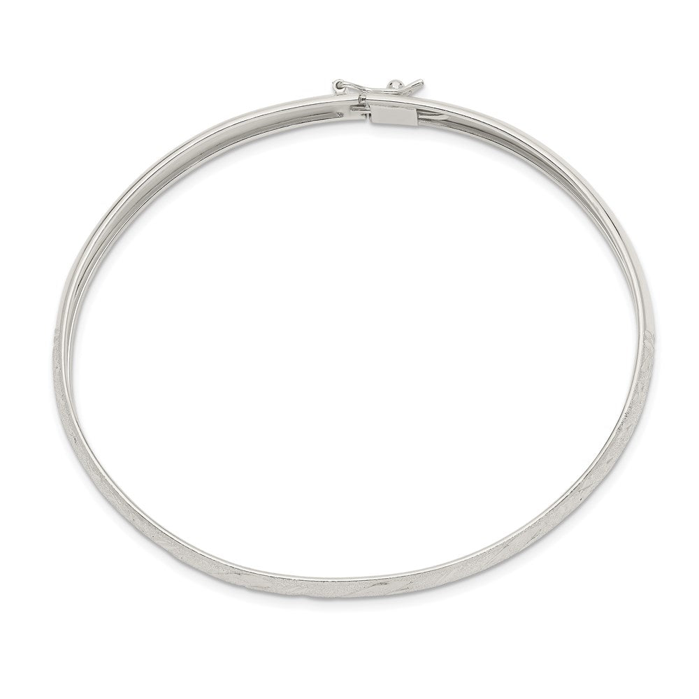 Sterling Silver 6.5mm Diamond-cut Flexible Bangle 7.25 inches