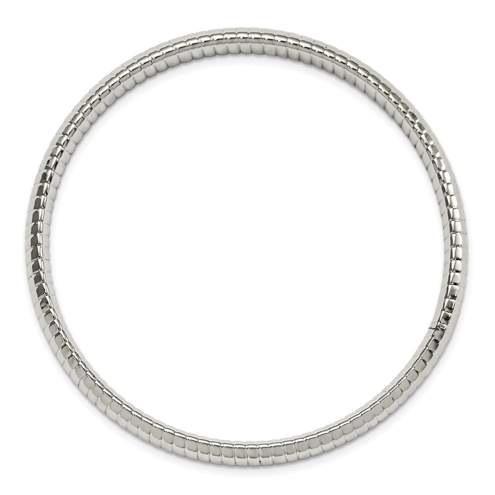 Stainless Steel Polished and Textured Hollow Slip-on Bangle 8 inches
