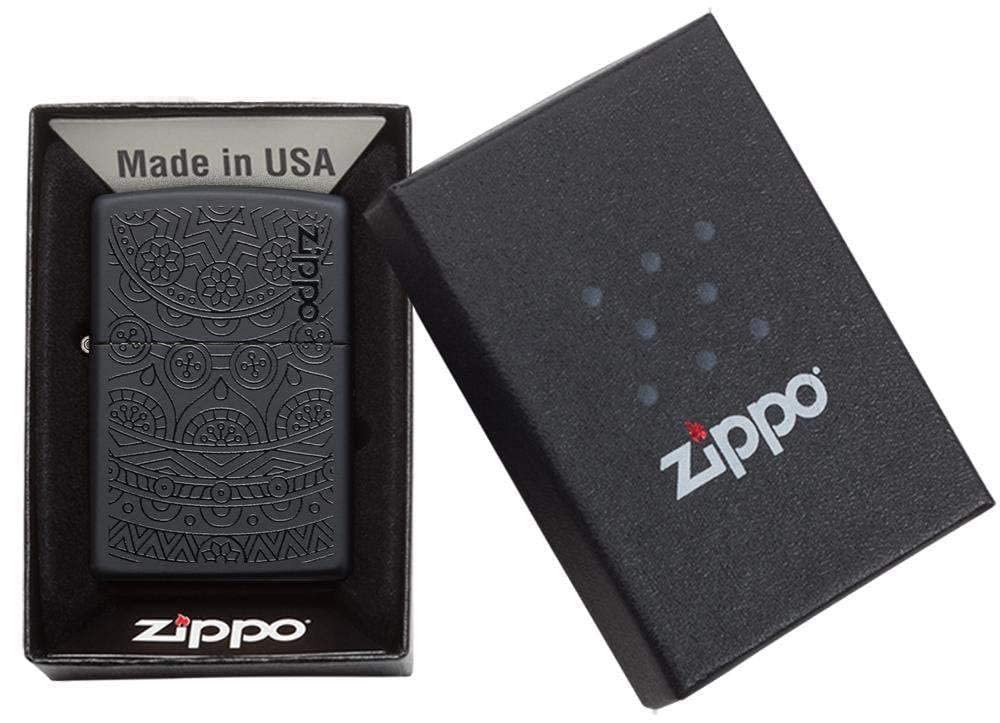 Zippo Tone on Tone Design Black Matte Pocket Lighter
