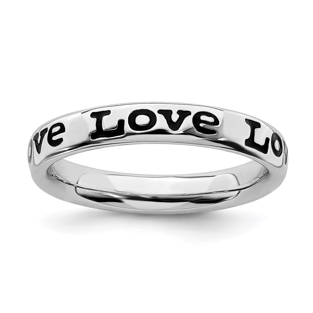 Sterling Silver Stackable Expressions Polished Enameled Love Ring Size -9