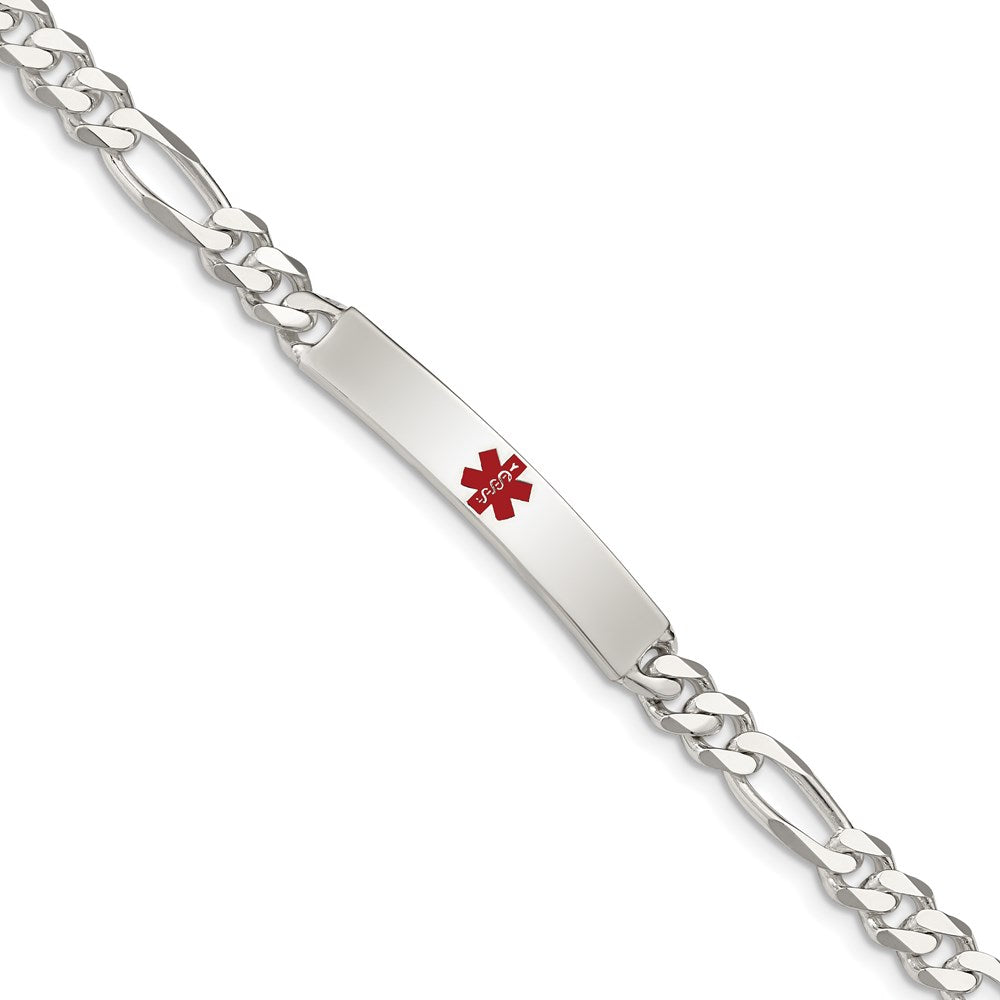 Sterling Silver Polished Medical Figaro Anchor Link ID Bracelet 7.5 inches