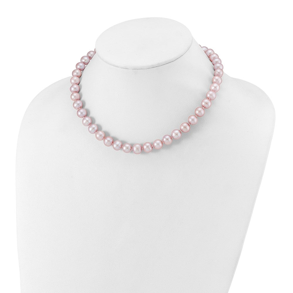 Sterling Silver Rhodium-plated 9-10mm Purple Near-Round Freshwater Cultured Pearl 16 inch Necklace 16 Inches