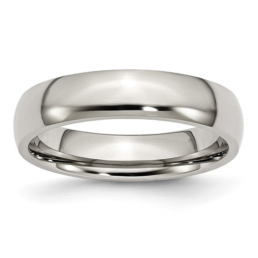 Stainless Steel Polished 5mm Half Round Band Size - 13