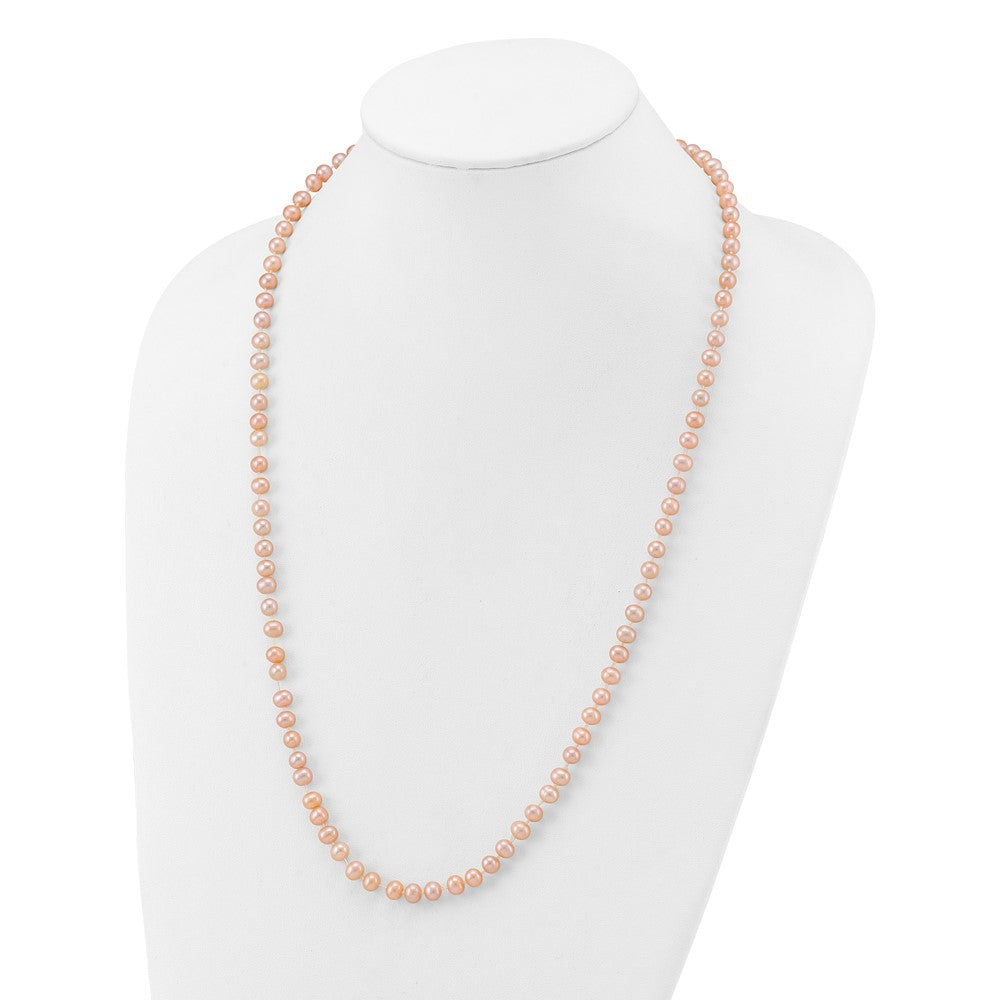 14k 5-6mm Pink Near-Round Freshwater Cultured Pearl 24 inch Necklace
