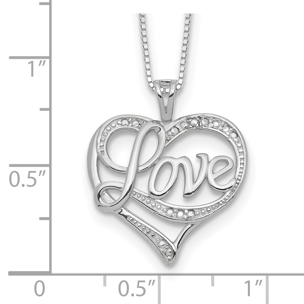 Sterling Silver Rhodium-plated Diam. Love Necklace 16 Inches