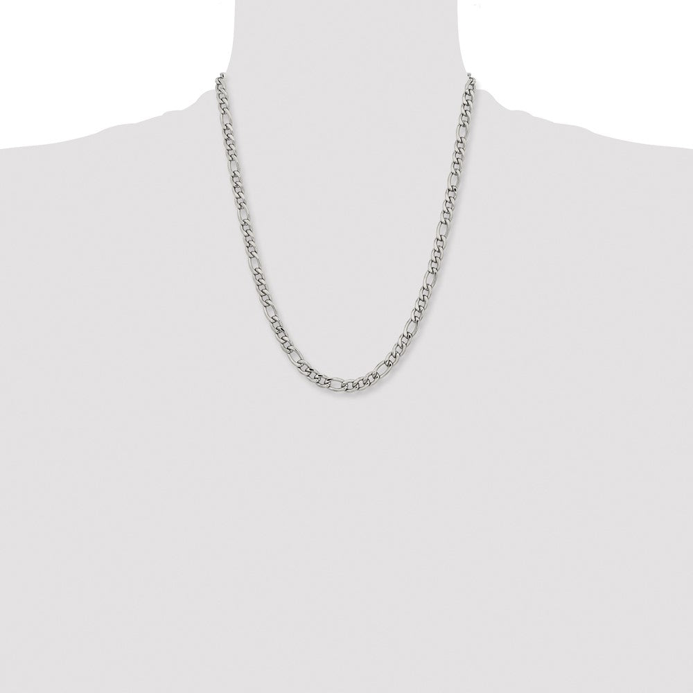 Stainless Steel Polished 6.75mm 22in Figaro Chain
