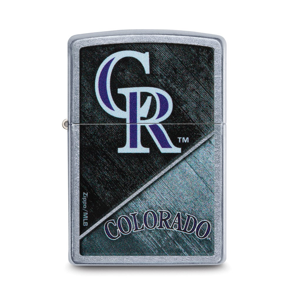 Zippo Street Chrome Colorado Rockies Color Image MLB Lighter