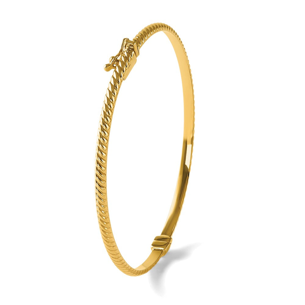 10K Polished Textured Bangle 7  inches