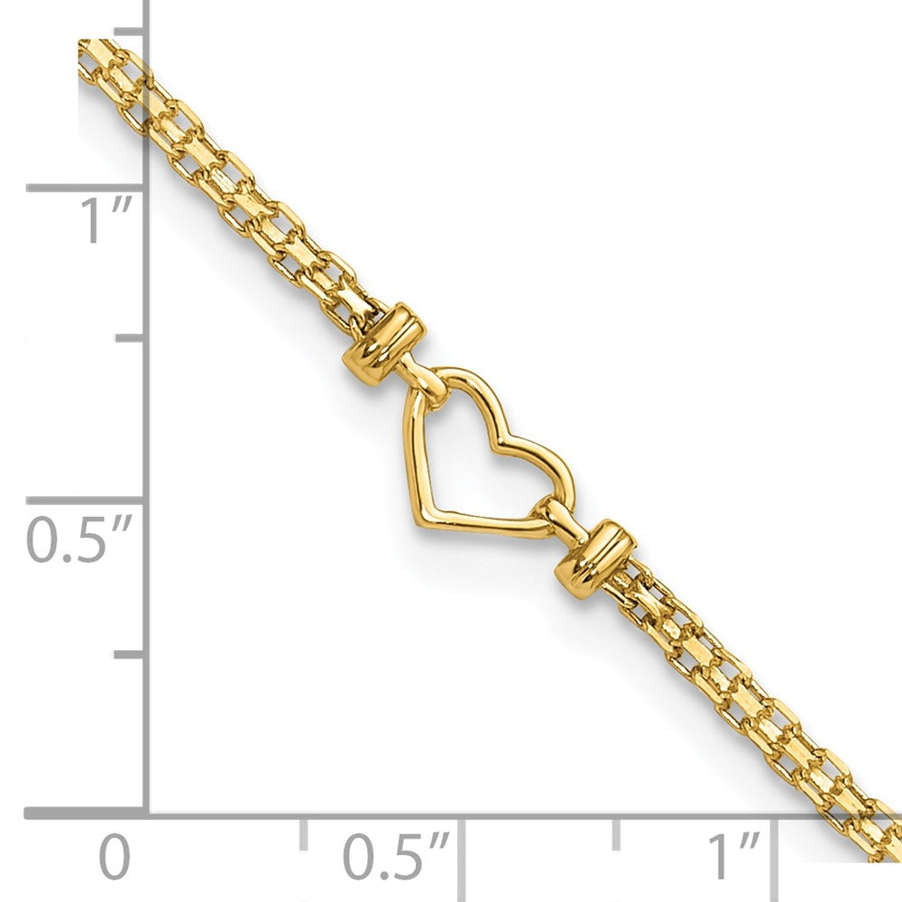 14k Polished Open-Heart 10inch Anklet 10 inches