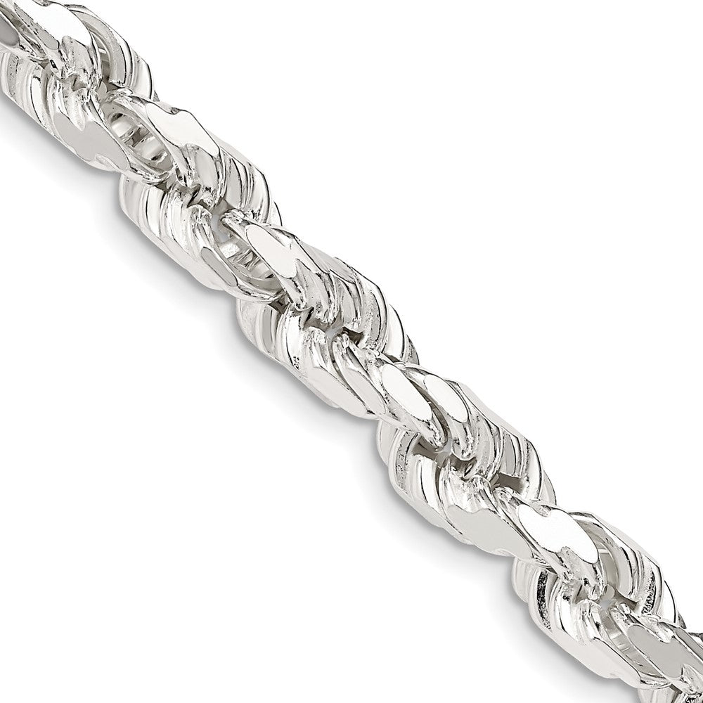 Sterling Silver 6.5mm Diamond-cut Rope Chain 28 Inches