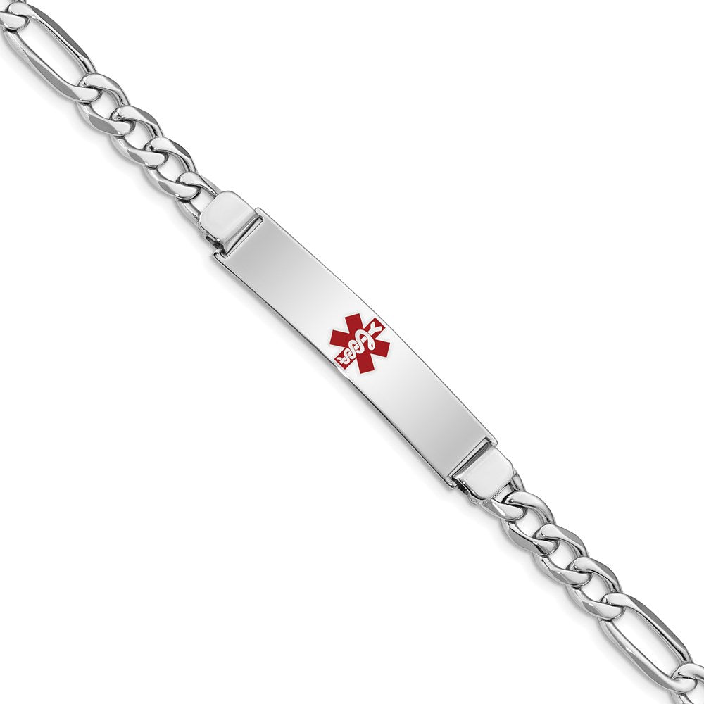 Sterling Silver Rhodium-plated Medical ID Figaro Link Bracelet 8 inches