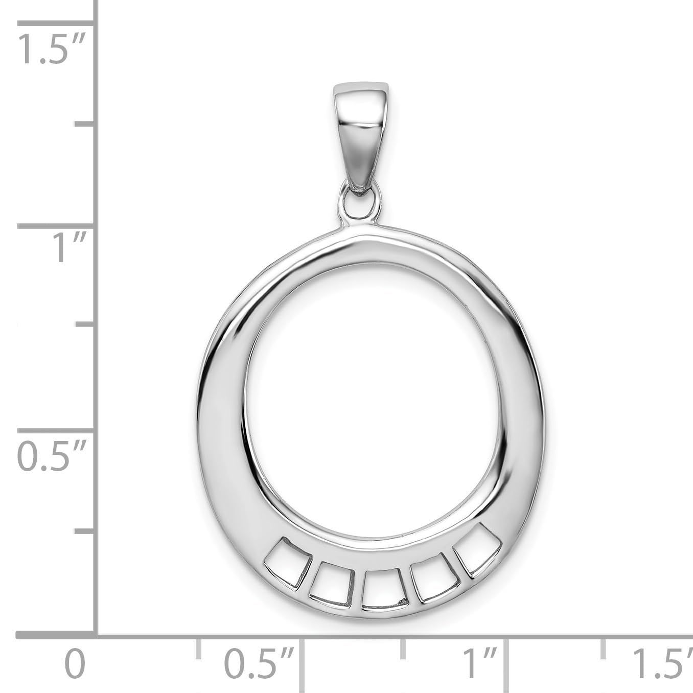 Amore La Vita Sterling Silver Rhodium-plated Polished Oval Shaped Charm Carrier Pendant