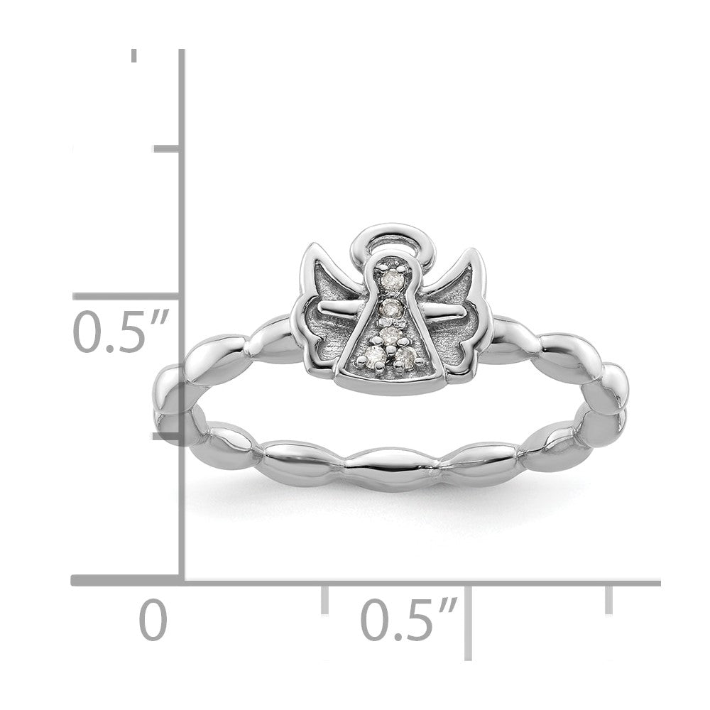 Sterling Silver Stackable Expressions Polished Diamond Angel w/halo Ring Size -7