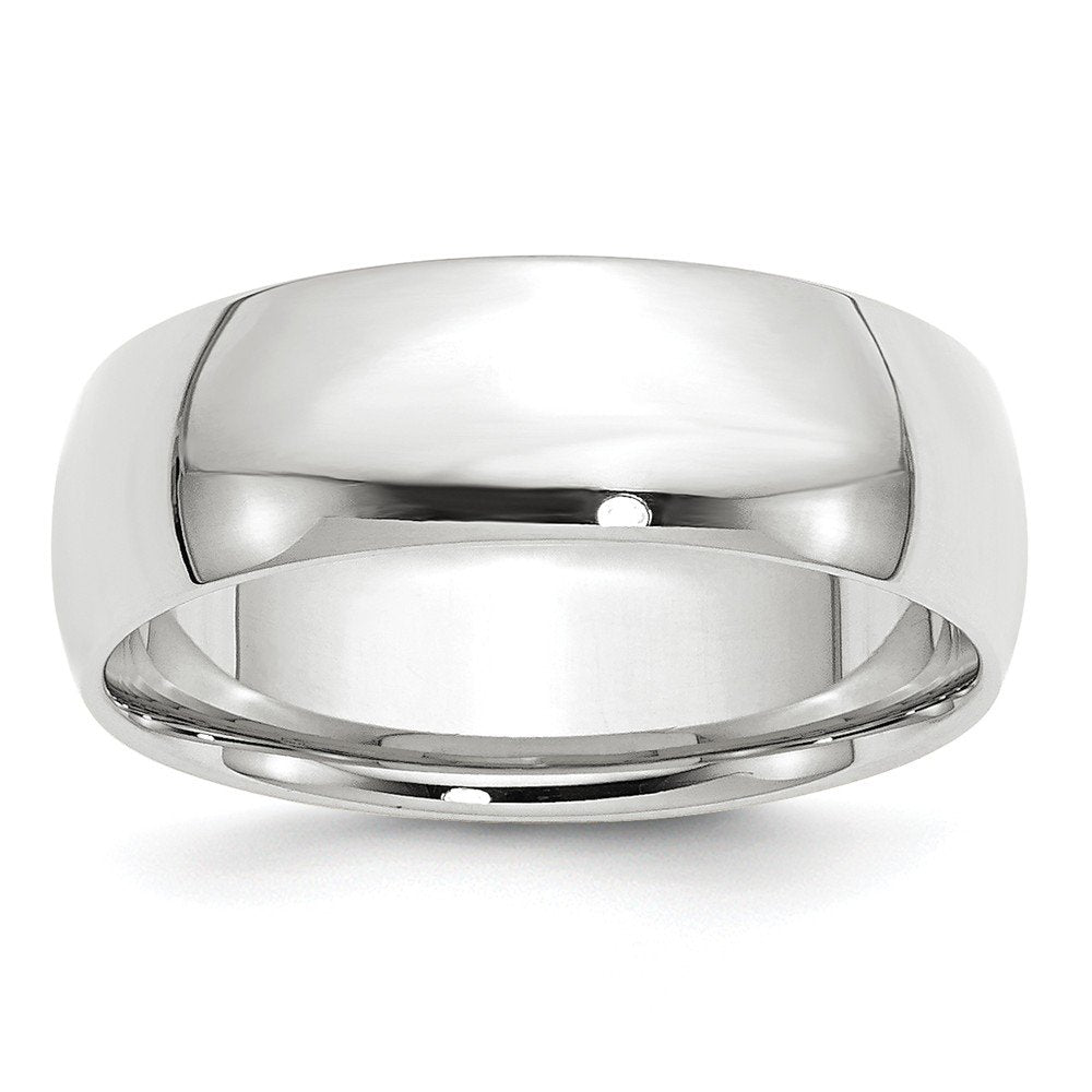 10k White Gold 7mm Lightweight Comfort Fit Wedding Band Size 9