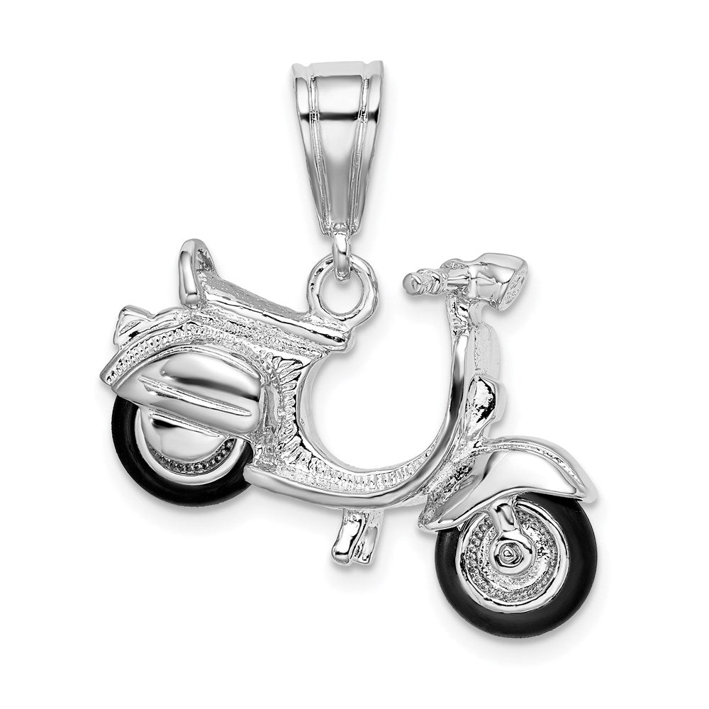Sterling Silver Polished 3D Rubber Tires Vespa Pendant