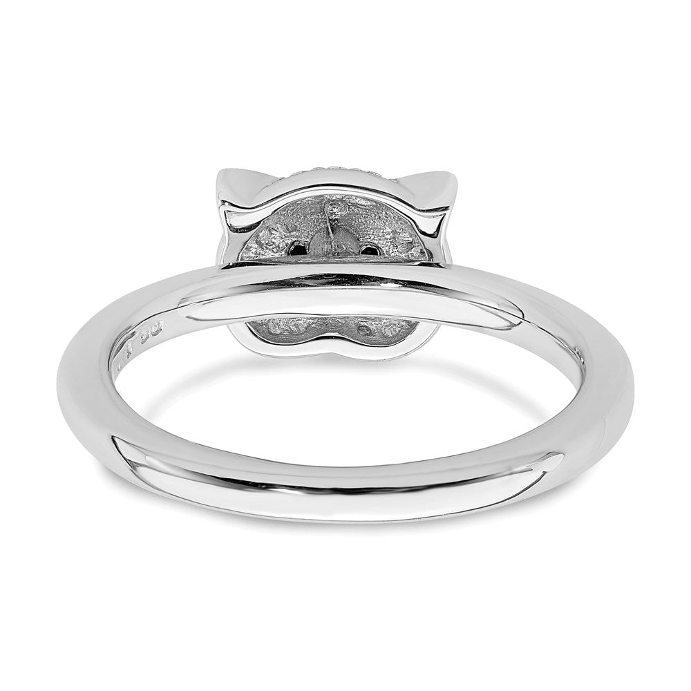 Sterling Silver Stackable Expressions Polished Onyx Owl Ring Size -9