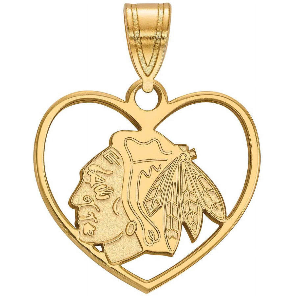 Sterling Silver Gold Plated NHL LogoArt Chicago Blackhawks Heart Pendant