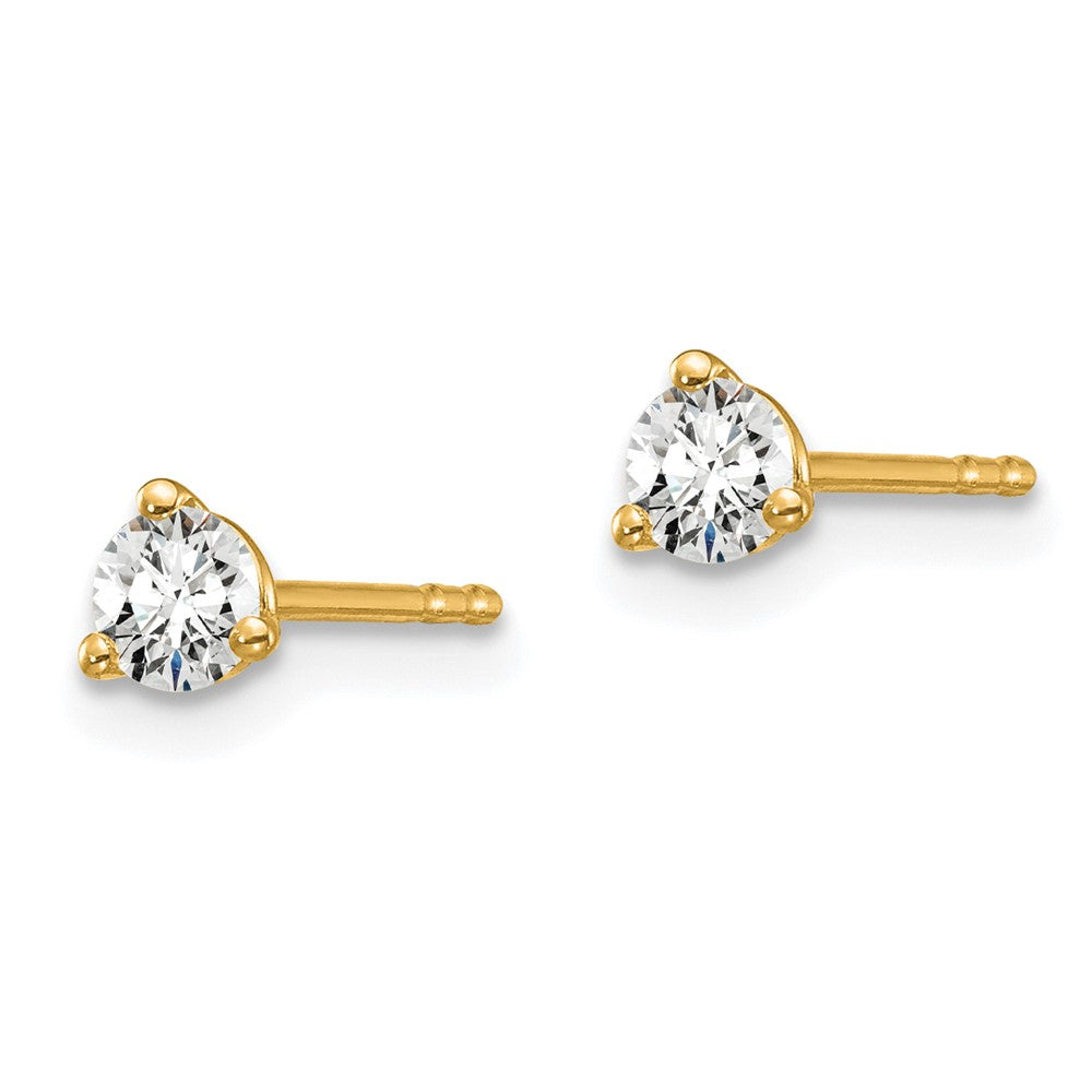 14k Yellow Gold 1/4 ctw Lab Grown Diamond VS/SI+ G+ Round 3 Prong Heavy Wt. Stud Earrings
