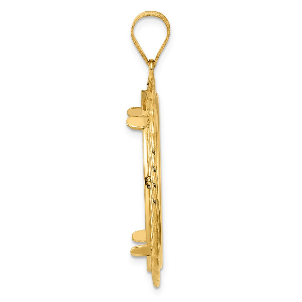 14k Polished Triple Loop with 27.0mm Prong Coin Bezel Pendant