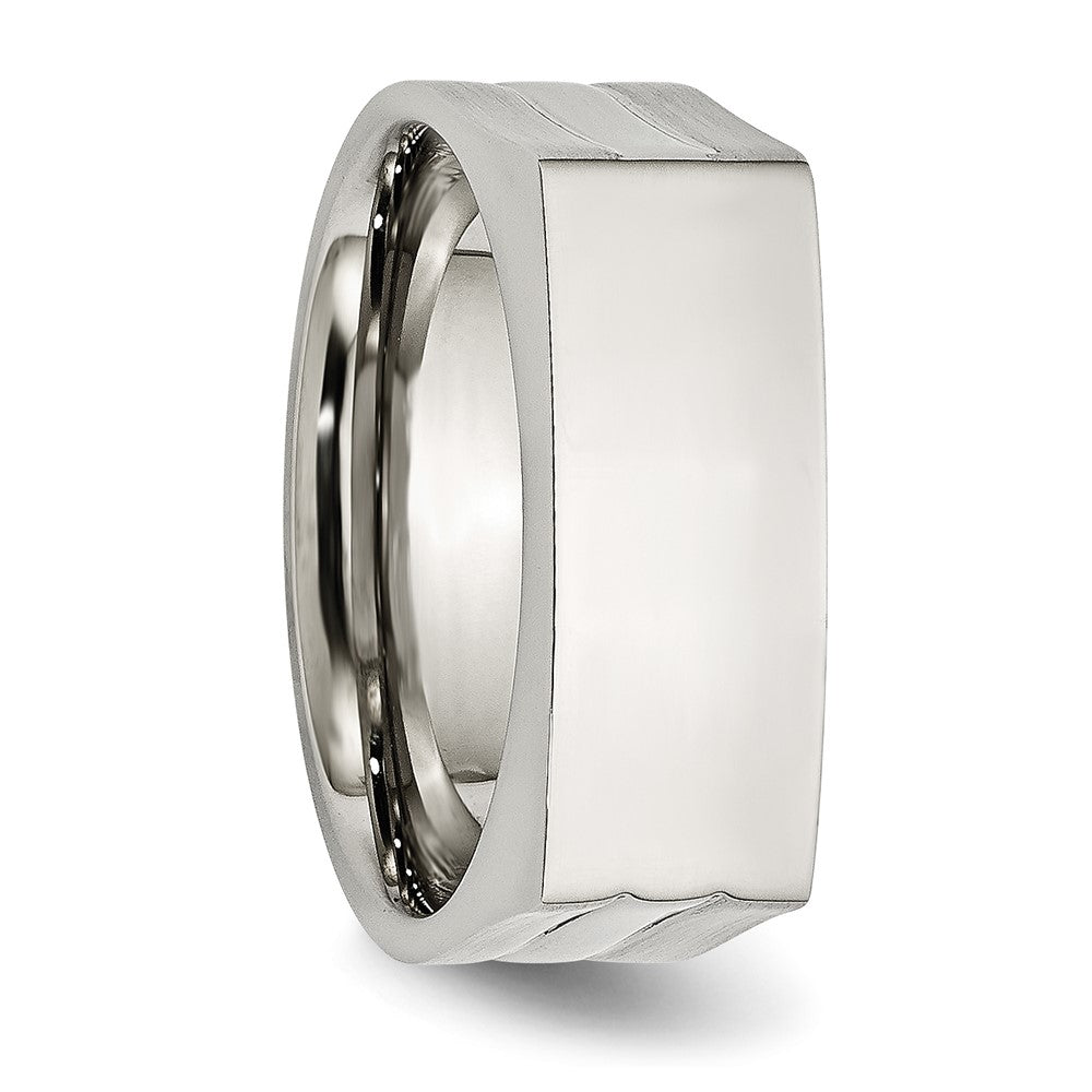 Stainless Steel Brushed and Polished Signet Ring Size - 11
