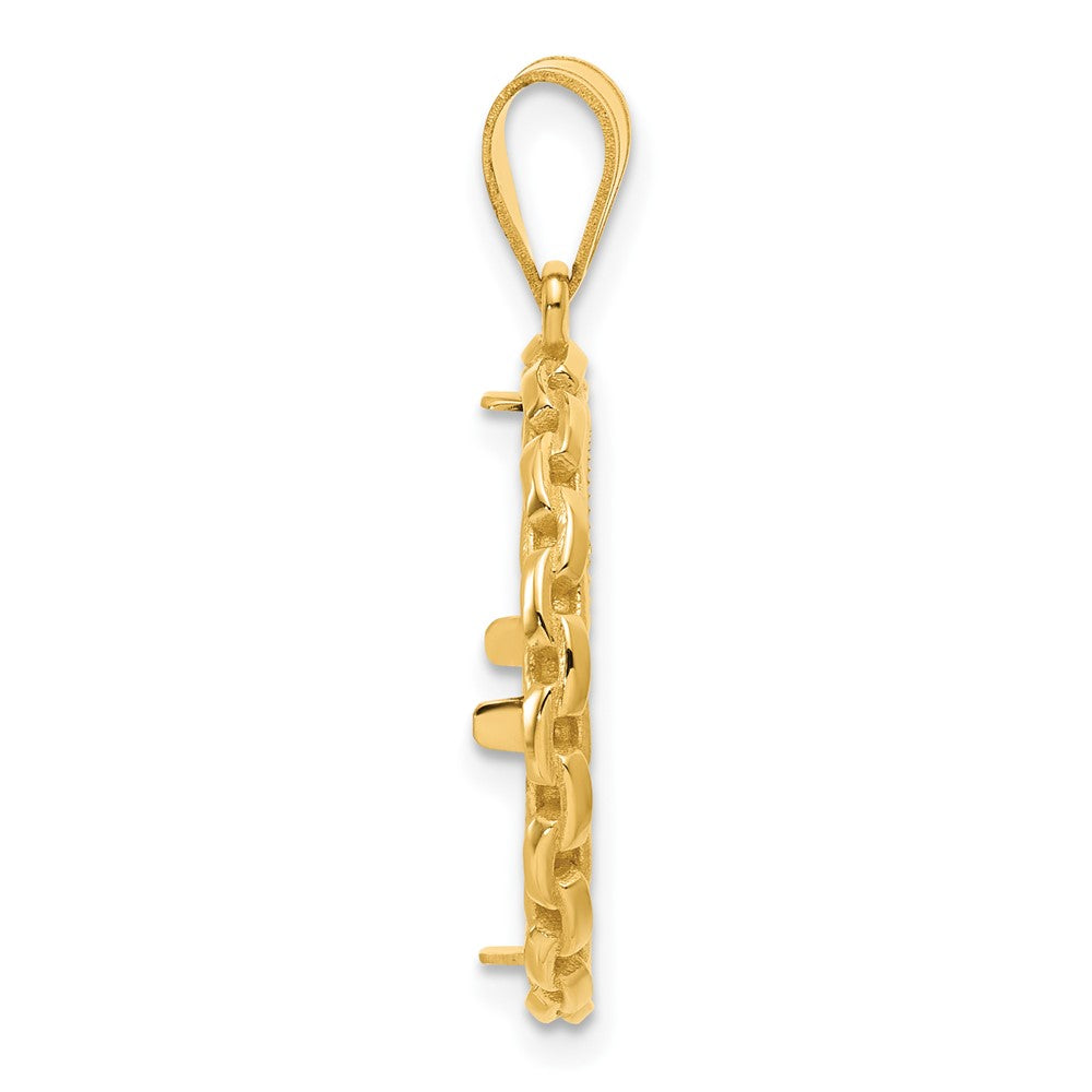 14k Diamond Cut Box with 16.5mm Prong Coin Bezel Pendant