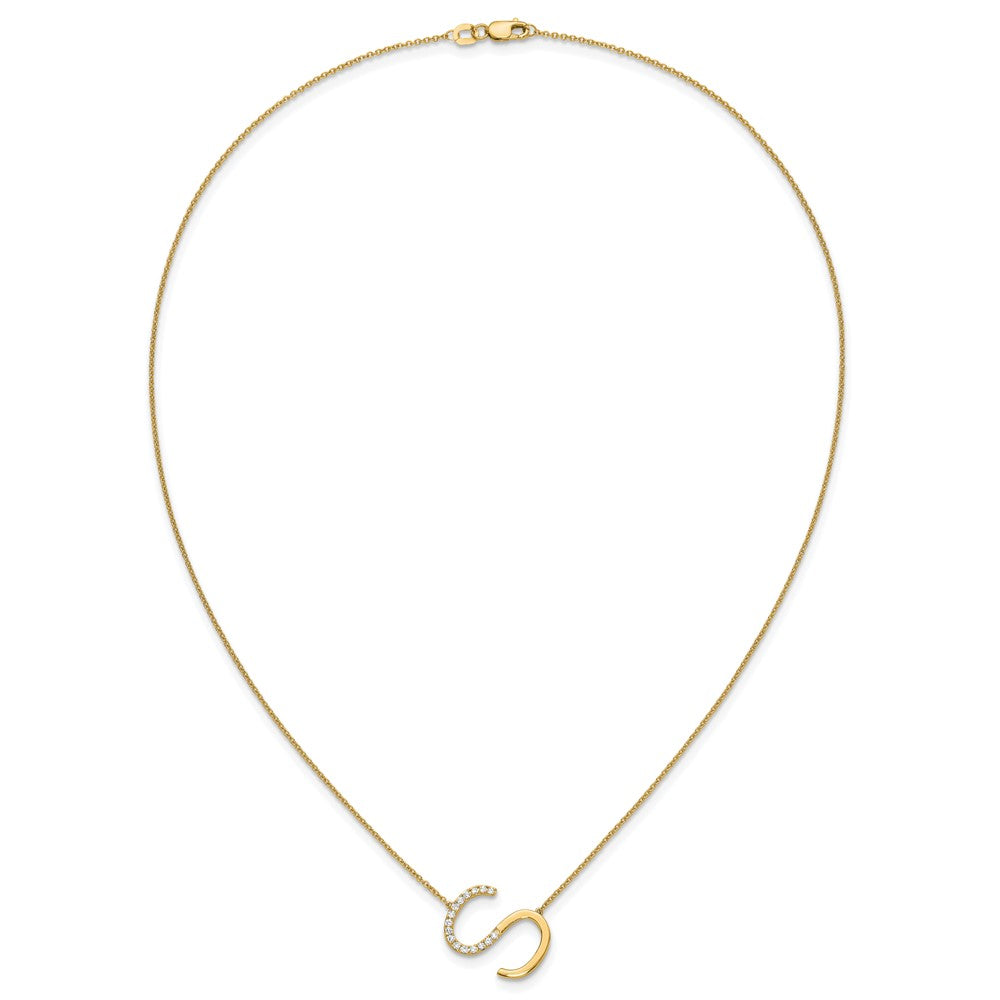 14K Sideways Diamond Initial S Necklace