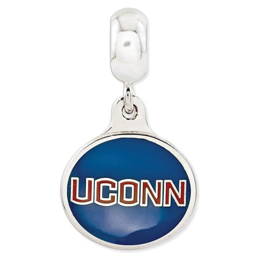 Sterling Silver University Connecticut Collegiate Enameled Dangle Bead