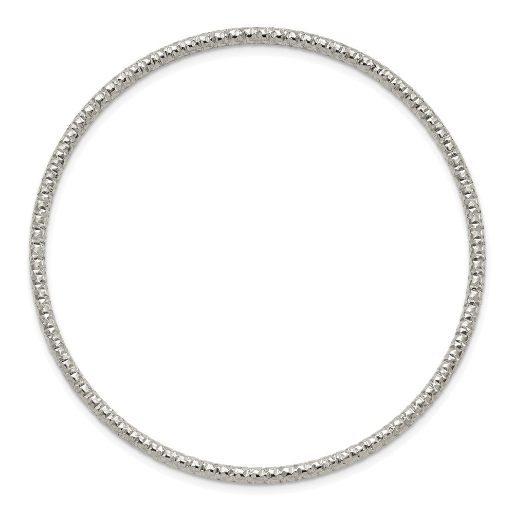 Stainless Steel Polished Textured 2mm Slip on Bangle 8 inches