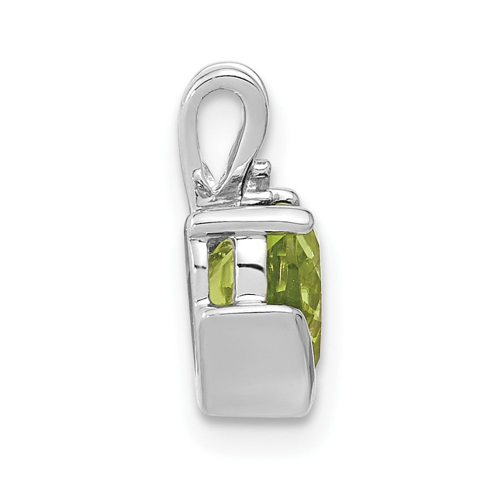 Sterling Silver Peridot and Diamond Heart Chain Slide