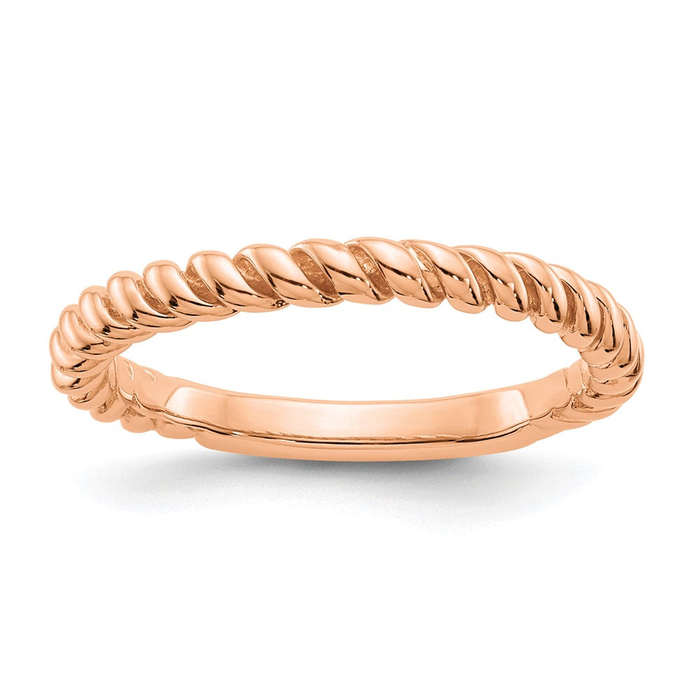 14k Rose Gold Polished Twisted Band Size 7