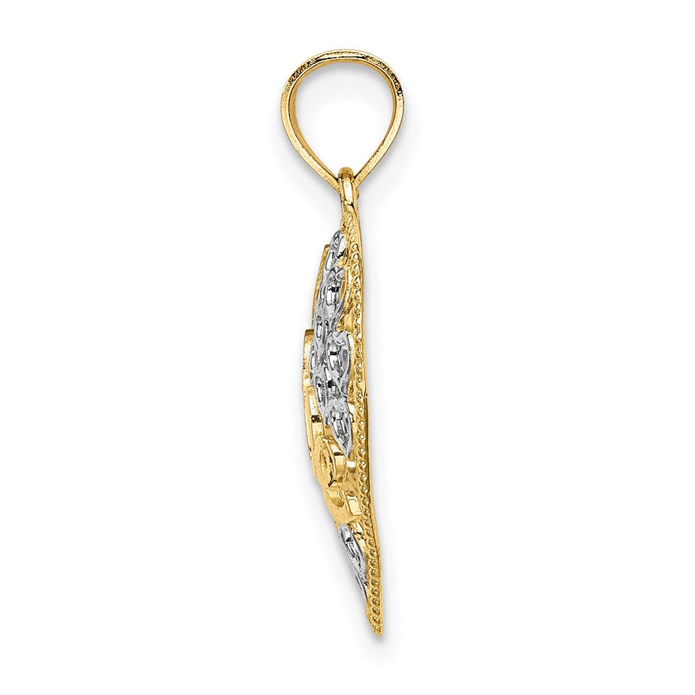 14k LOVE w/Rhodium Heart Charm