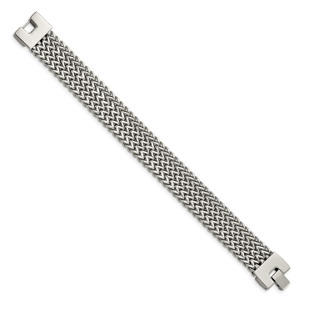 Stainless Steel Polished Woven 7.5in Bracelet 7.25 inches