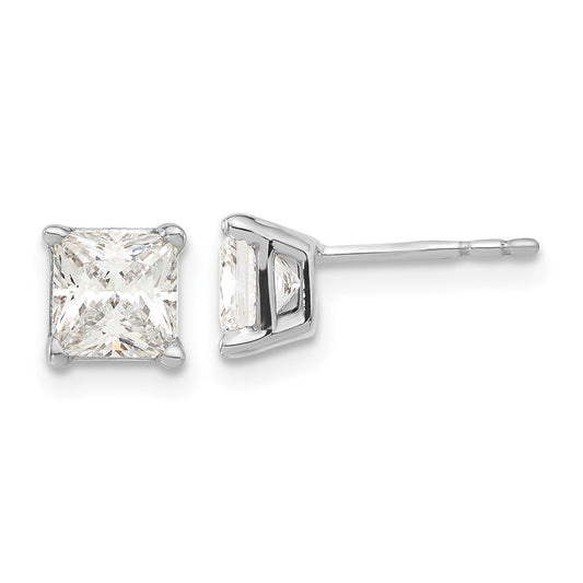 Sterling Silver Rhodium-plated Diamonore 5.25mm Princess-cut Earrings