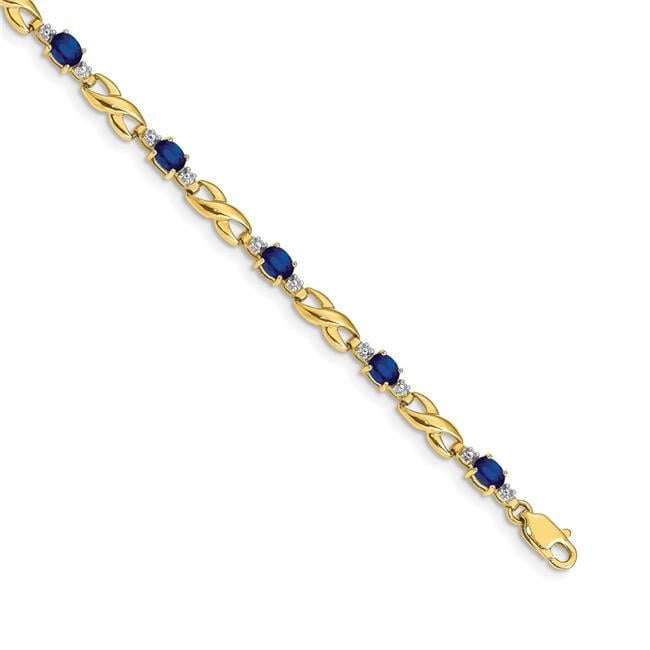 Primal Gold 14 Karat Yellow Gold Diamond and Sapphire Oval Bracelet